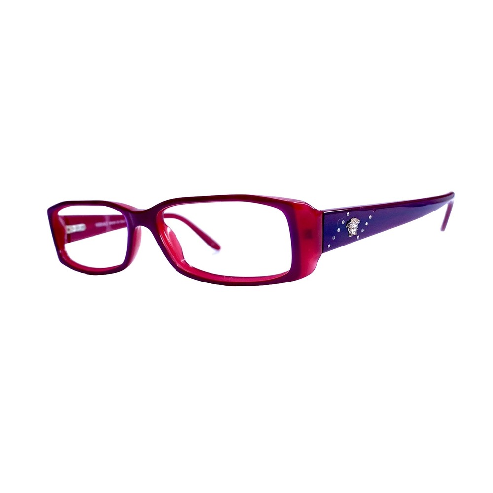 Versace Red Crystal Medusa Rectangular Eyeglasses Italy Mod 3058-B 545 53 14 135